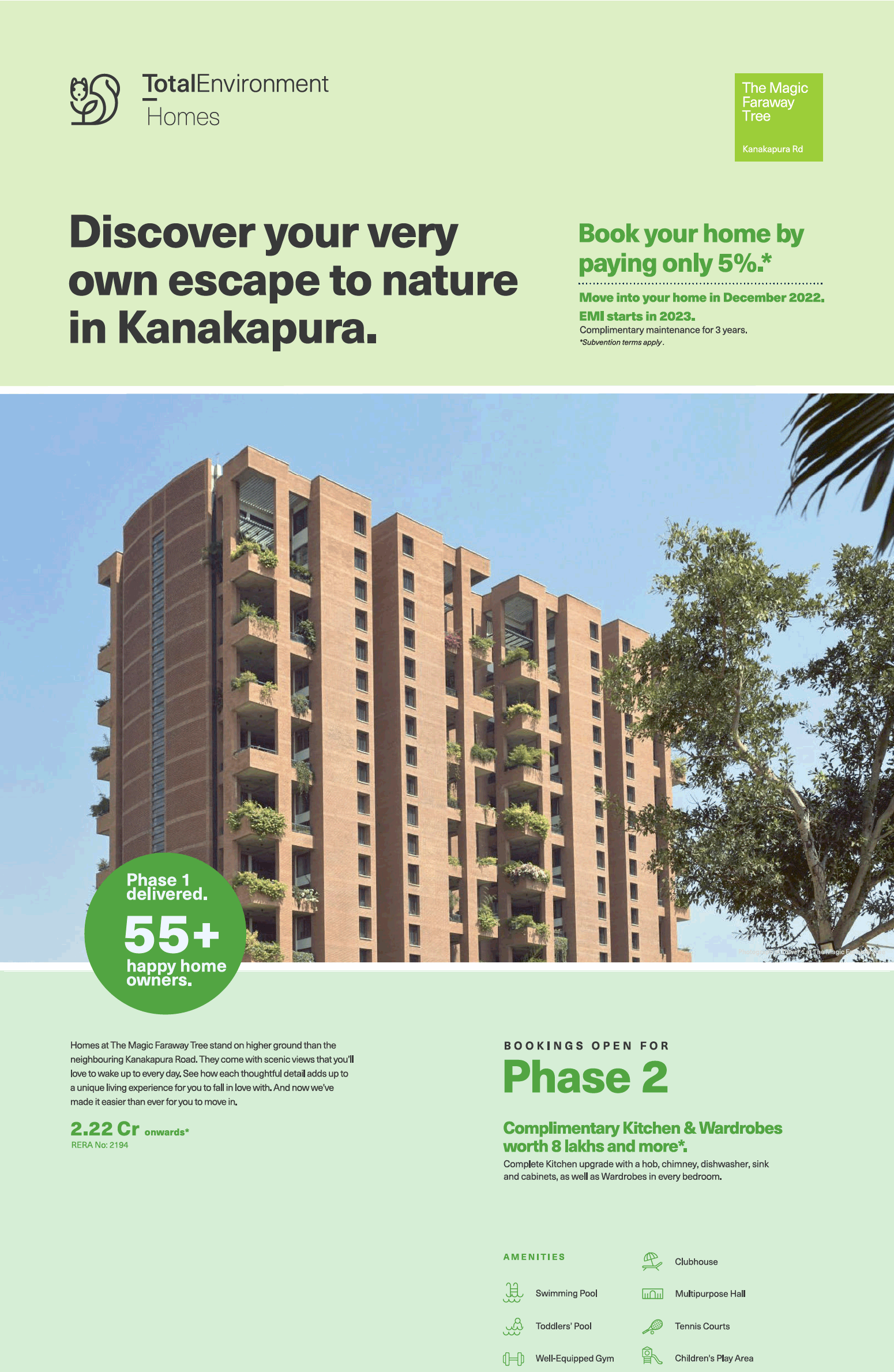 Book your home by paying only 5% at Total Environment The Magic Faraway Tree Phase in Bangalore Update